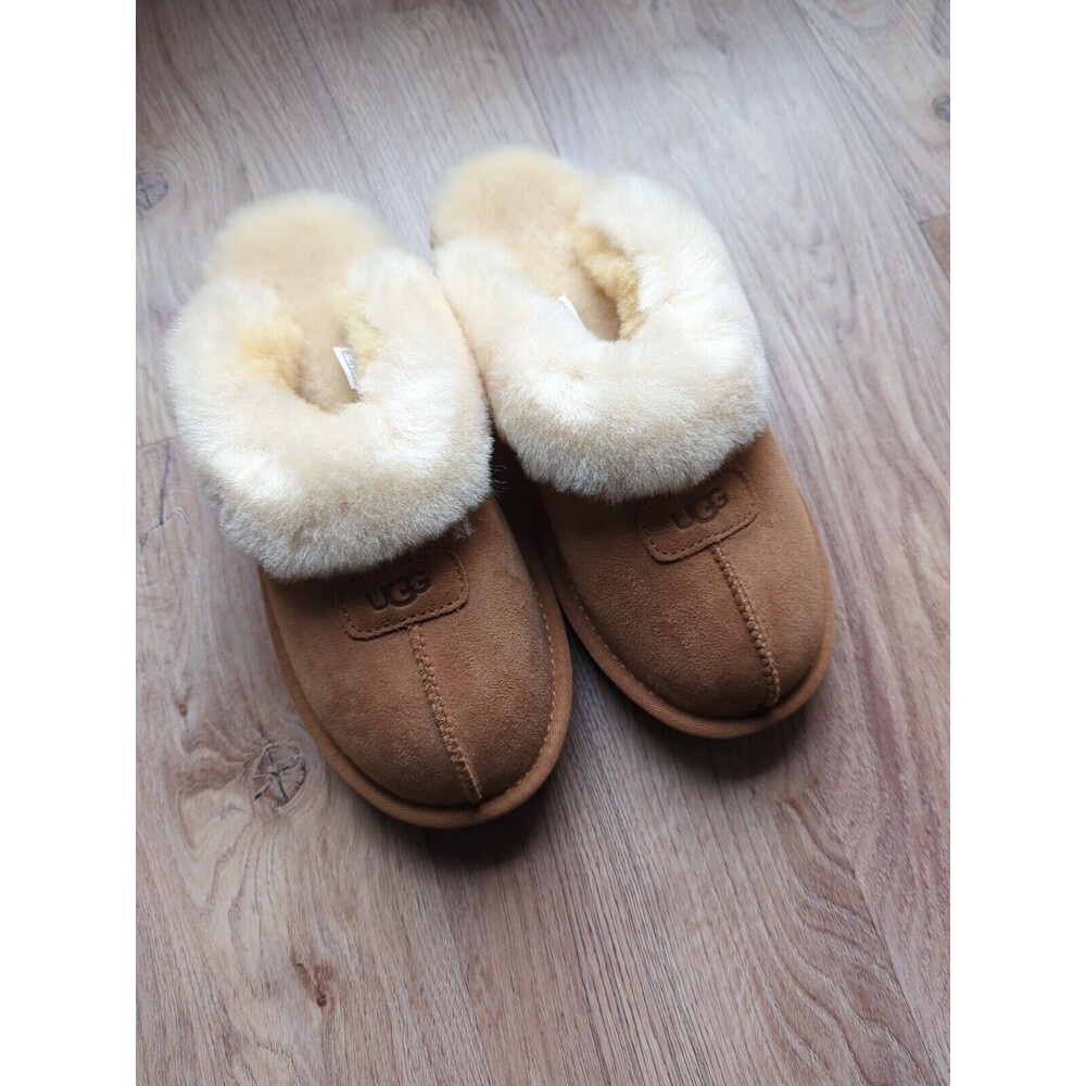 UGG Coquette Shearling Lined Slip On Slippers Chestnut Womens 7 EU 38 - Picture 4 of 11